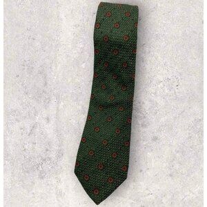 SUITSUPPLY Silk Wool Tie ITALY XL Green Orange Polka Dot Floral W:3.1" EUC